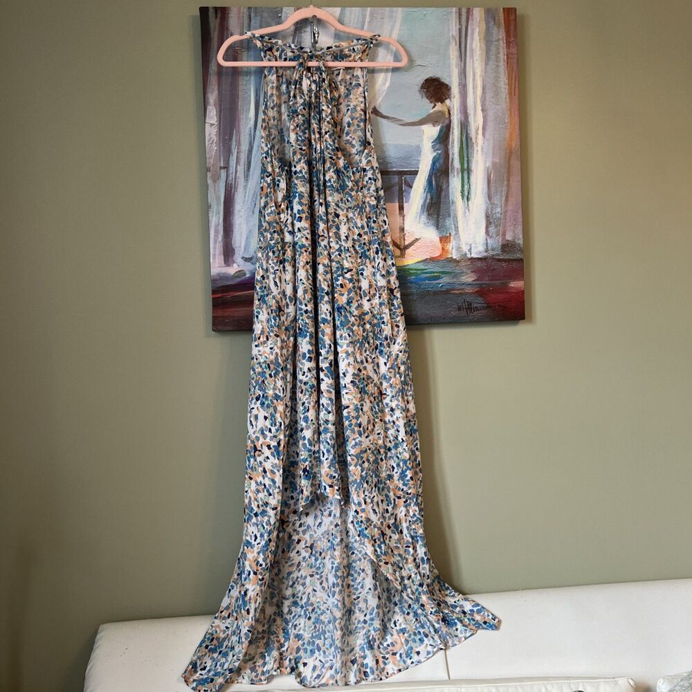 RAMY BROOK High-Low Maxi Dress Watercolor Blue Size S NWOT